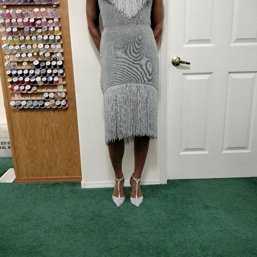 Silver metallic fringe dress